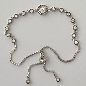 925 silver bracelet solitaire cubic zirconia cz stones slider size adjustable